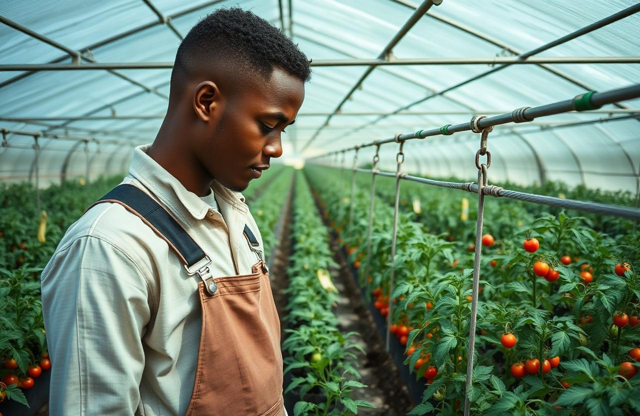 Modern greenhouse farming in Murang'a — tomatoes under drip irrigation