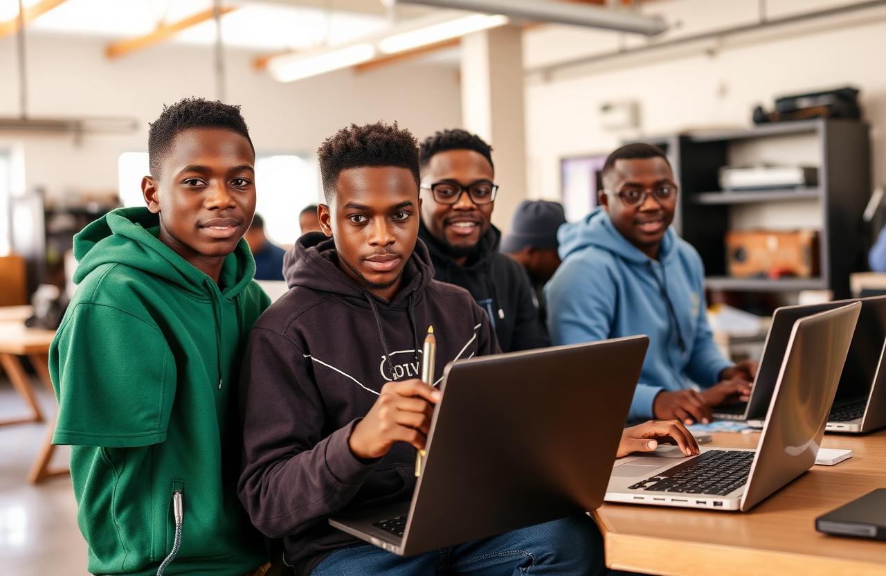 Maragwa youth learning coding and trade skills at a vocational hub